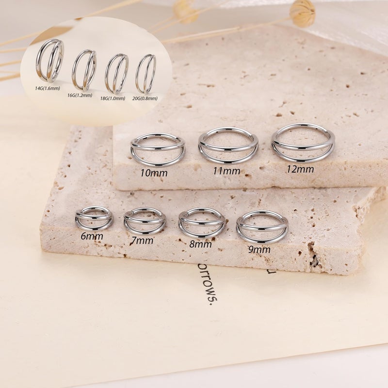 FUNLMO Store 316L Surgical Steel Nose Hoop Septum Conch Piercing Jewelry Cartilage Daith Helix Tragus Rook Lobe Earring Triple/Double Nose Lip Ring 20G 18G 16G - Image 4